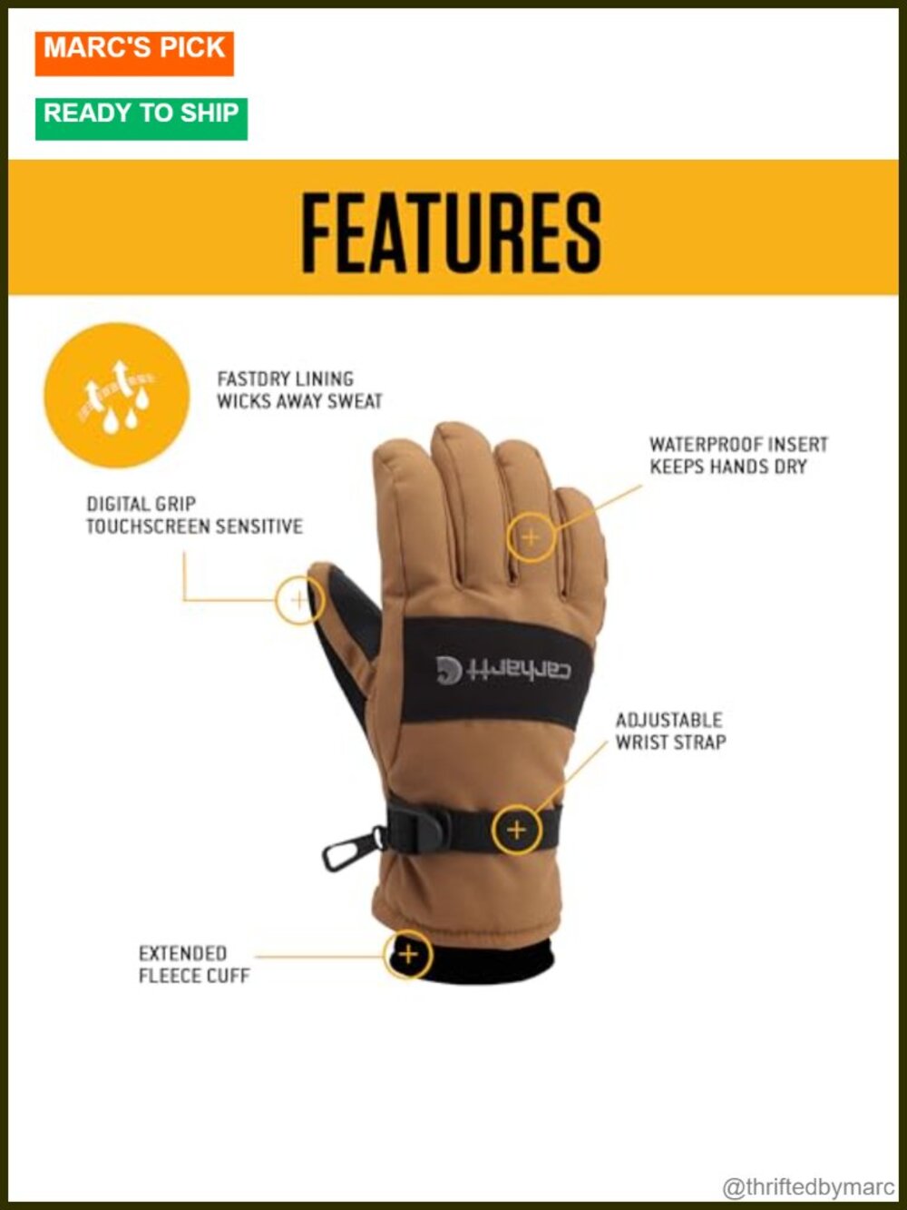 Waterproof Insulated Knit Cuff Gloves for Men - Durable Work Gloves - Picture 3 of 6